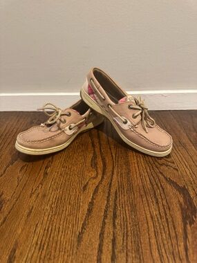 Sperry Pink and Tan Women's Deck Moccasins